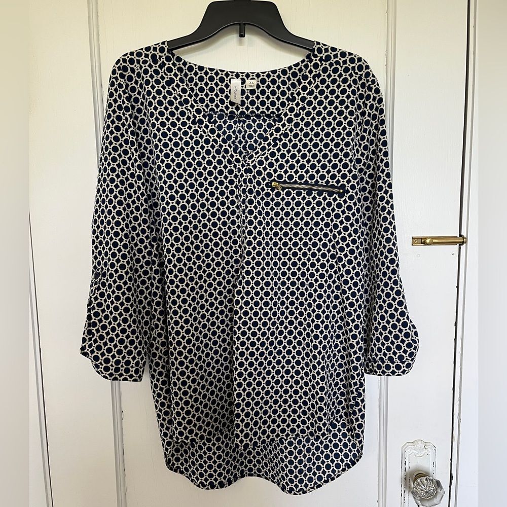 Navy/white top by Tacera, XL